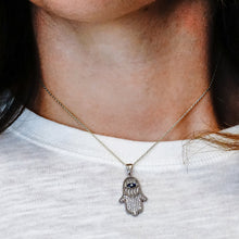 Load image into Gallery viewer, ITI NYC Hamsa Pendant with Evil Eye in Sterling Silver
