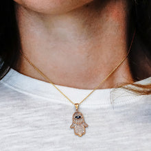 Load image into Gallery viewer, ITI NYC Hamsa Pendant with Evil Eye in Sterling Silver
