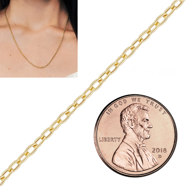 Bulk / Spooled Elongated Semi-Solid Cable Chain in 14K & 18K Yellow Gold (1.00 mm - 5.80 mm)