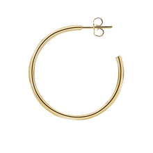 Load image into Gallery viewer, Round Tube Hoop Earring with Post in 14K Gold (2 mm)
