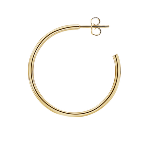 Round Tube Hoop Earring with Post in 14K Gold (2 mm)
