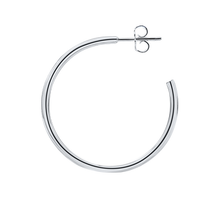 Round Tube Hoop Earring with Post in Sterling Silver (2 mm)