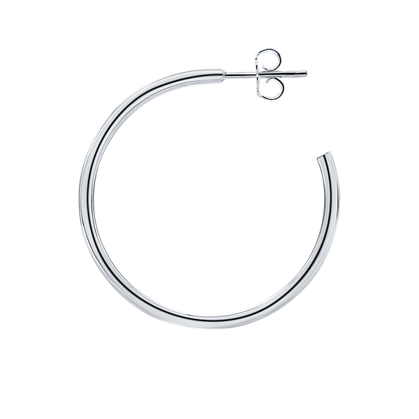 Round Tube Hoop Earring with Post in Sterling Silver (2 mm)