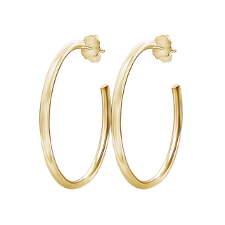 Round Tube Hoop Earring with Post in 14K Gold (2 mm)