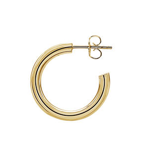 Round Tube Hoop Earring with Post in 14K Gold (3 mm)