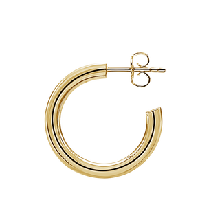 Round Tube Hoop Earring with Post in 14K Gold (3 mm)