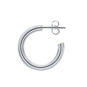 Round Tube Hoop Earring with Post in Sterling Silver (3 mm)