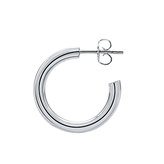 Round Tube Hoop Earring with Post in Sterling Silver (3 mm)