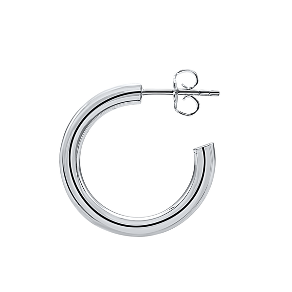 Round Tube Hoop Earring with Post in Sterling Silver (3 mm)
