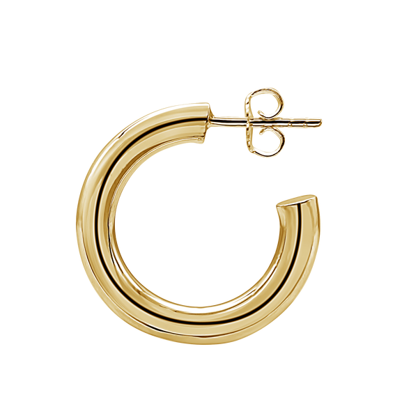 Round Tube Hoop Earring with Post in 14K Gold (4 mm)