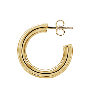 Round Tube Hoop Earring with Post in 14K Gold (4 mm)