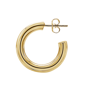 Round Tube Hoop Earring with Post in 14K Gold (4 mm)