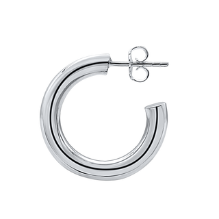 Round Tube Hoop Earring with Post in Sterling Silver (4 mm)