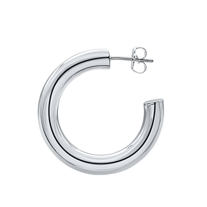 Round Tube Hoop Earring with Post in Sterling Silver (5 mm)