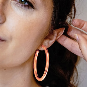 Round Tube Hoop Earring with Post in Sterling Silver (5 mm)