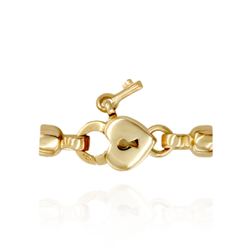 ITI NYC Heart Lock and Key Trigger Clasps with Cups (7.5 x 24.3 mm)