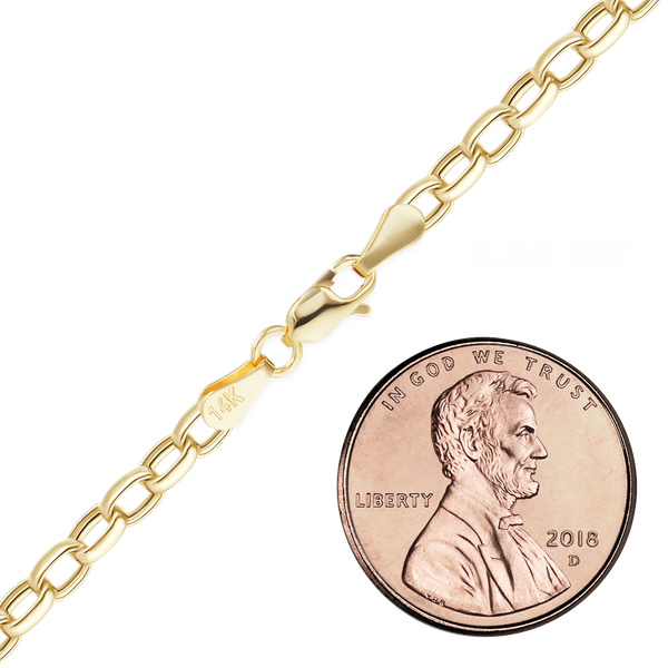 Herald Sq. Semi-Solid Oval Rolo Necklace in 14K Yellow Gold
