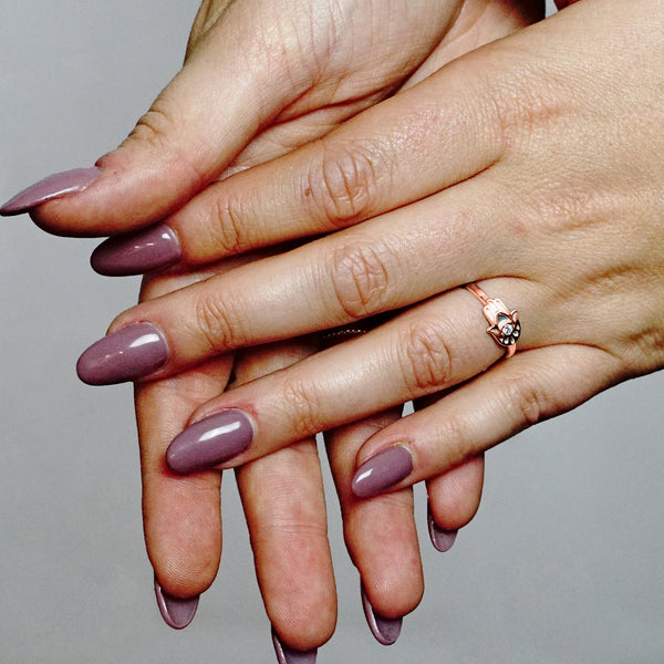 Stackable Hamsa Ring with Stones in Sterling Silver