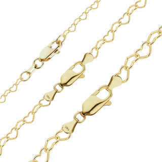 Finished Classic Heart Anklet in 14K Yellow Gold