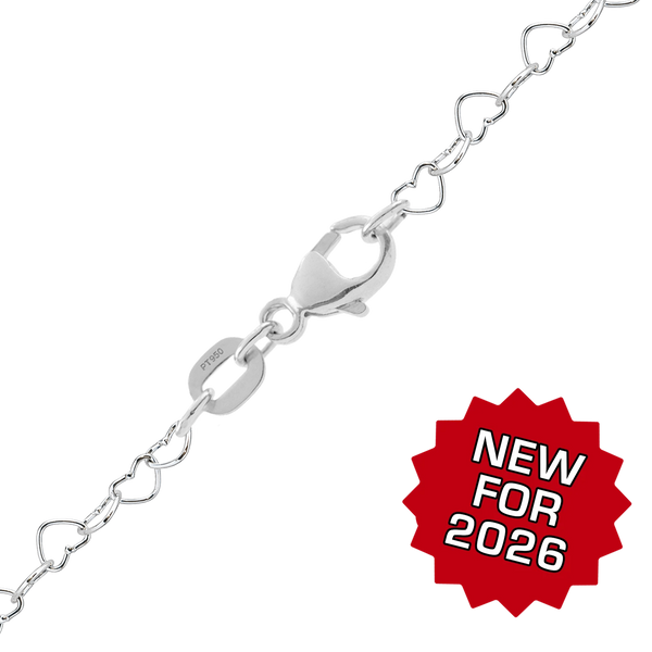 Finished Classic Heart Cable Anklet in Platinum