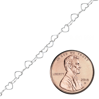 Bulk / Spooled Classic Heart Chain in Platinum (2.90 mm)