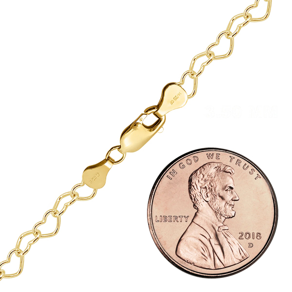 Finished Classic Heart Anklet in 14K Gold-Filled