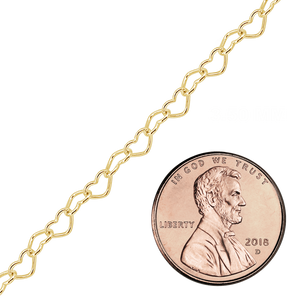 Bulk / Spooled Classic Heart Chain in 14K Gold-Filled (2.80 mm - 3.50 mm)