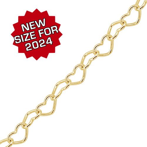 Bulk / Spooled Classic Heart Chain in 14K Yellow Gold (1.80 mm - 3.90 mm)