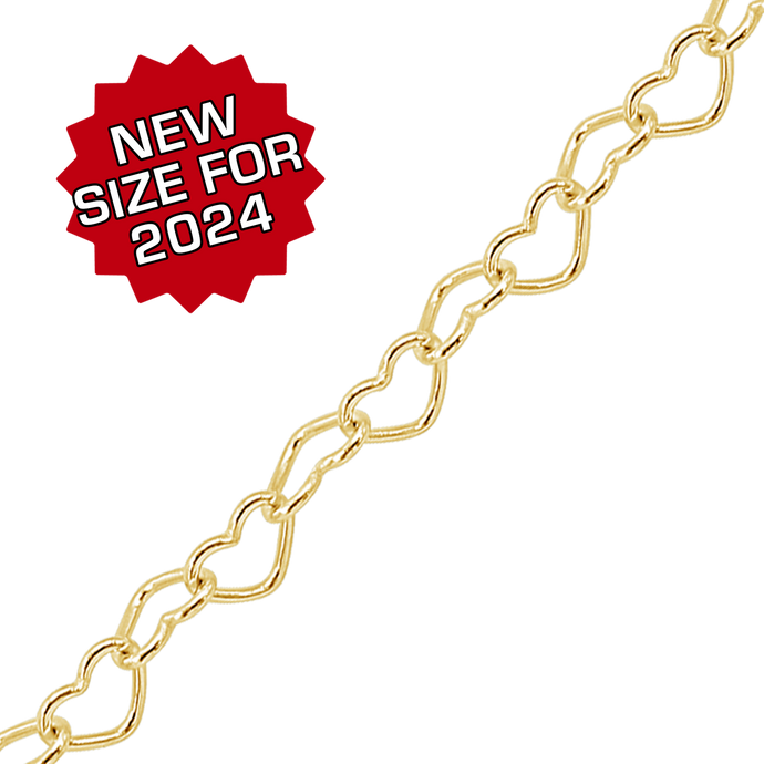 Bulk / Spooled Classic Heart Chain in 14K Yellow Gold (1.80 mm - 3.90 mm)