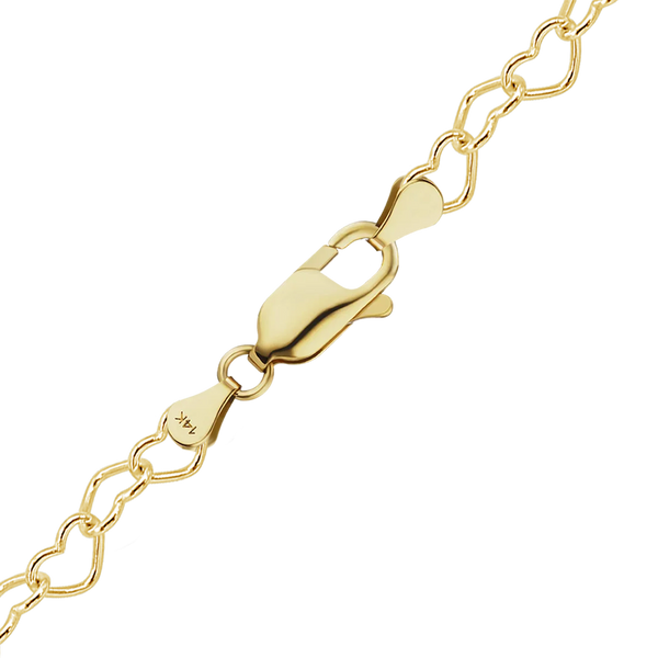 Finished Classic Heart Anklet in 14K Yellow Gold