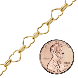 Bulk / Spooled Alternating Heart Chain in 14K Gold-Filled (5.70 mm - 7.60 mm)