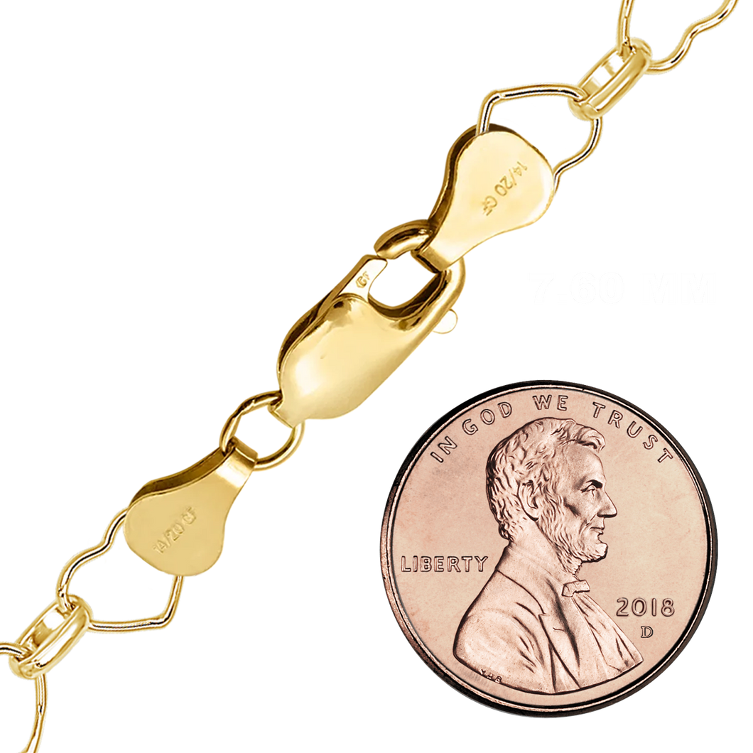 Finished Alternating Heart Bracelet in 14K Gold-Filled