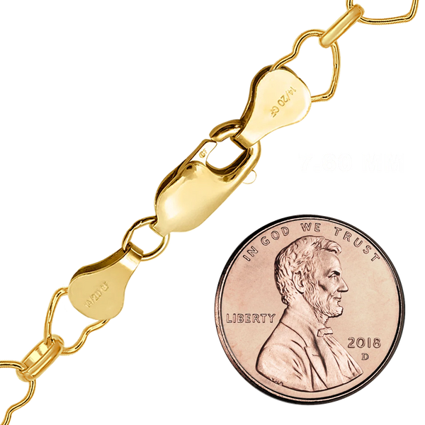 Finished Alternating Heart Anklet in 14K Gold-Filled