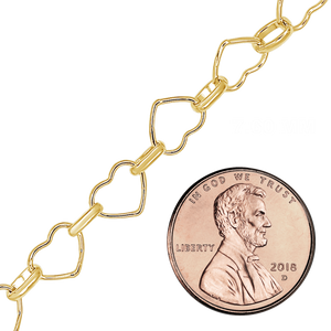 Bulk / Spooled Alternating Heart Chain in 14K Gold-Filled (7.60 mm)