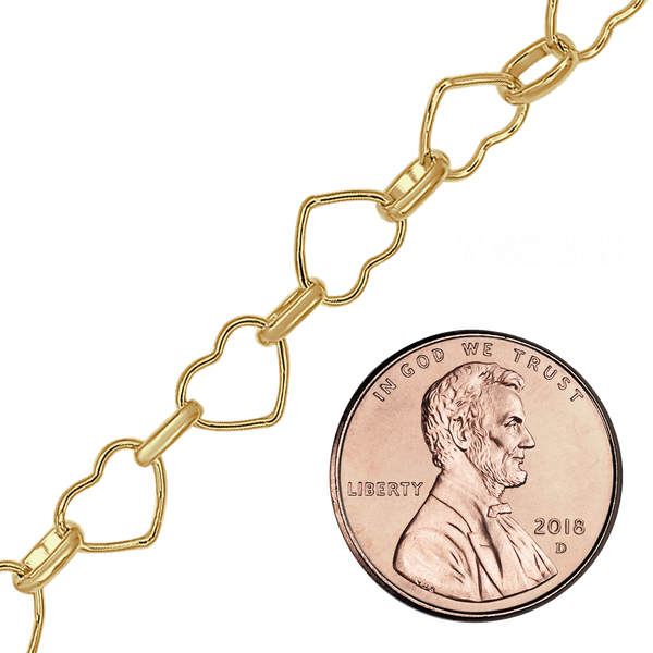 Bulk / Spooled Alternating Heart Chain in 14K Gold-Filled (5.70 mm - 7.60 mm)