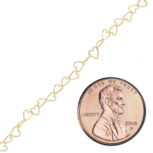 Load image into Gallery viewer, Bulk / Spooled Tall Heart Chain in 14K Yellow Gold (3.00 mm)
