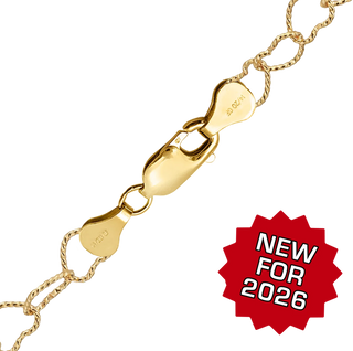 Finished Textured Alternating Heart Anklet in 14K Gold-Filled