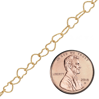 Bulk / Spooled Textured Alternating Heart Chain in 14K Gold-Filled (3.70 mm)