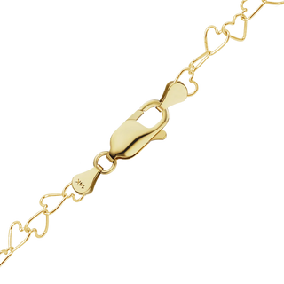 Finished Tall Heart Anklet in 14K Yellow Gold