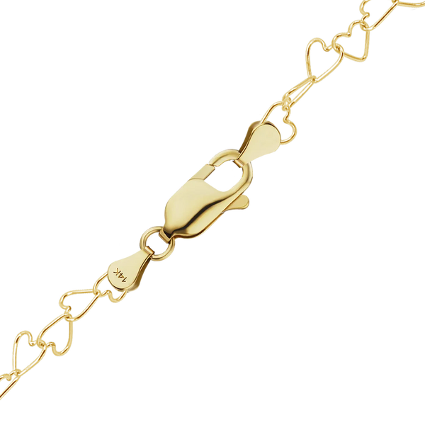Finished Tall Heart Anklet in 14K Yellow Gold