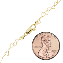 Load image into Gallery viewer, Finished Tall Heart Anklet in 14K Yellow Gold
