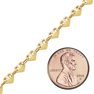 Bulk / Spooled Puffed Heart Chain in 14K Yellow Gold (4.30 mm - 8.00 mm)