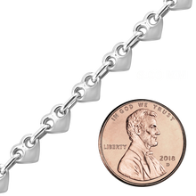 Load image into Gallery viewer, Bulk / Spooled Puffed Heart Chain in Sterling Silver (4.30 mm - 8.00 mm)
