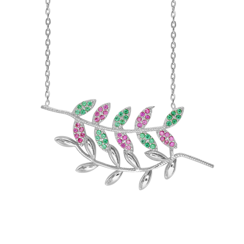 Colorful Branches Necklace in Sterling Silver (38 x 18 mm)