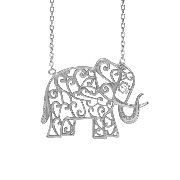 Elephant Necklace in Sterling Silver (15 x 19 mm)