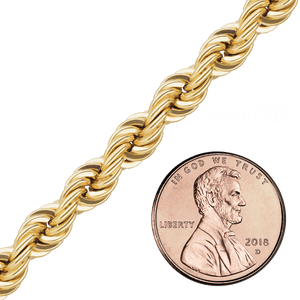 Bulk / Spooled Handmade Solid Rope Chain in 14K Yellow Gold (2.20 mm - 6.30 mm)