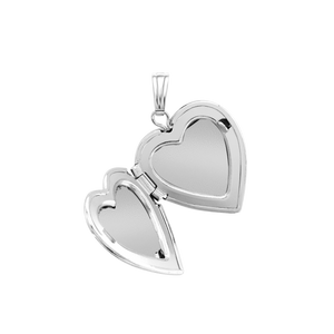 ITI NYC Hand Engraved Design Heart Locket in Sterling Silver with Optional Engraving (28 x 19 mm)