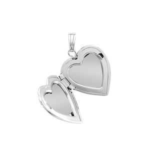 ITI NYC Heart Locket with Diamonds in Sterling Silver with Optional Engraving (34 x 26 mm)