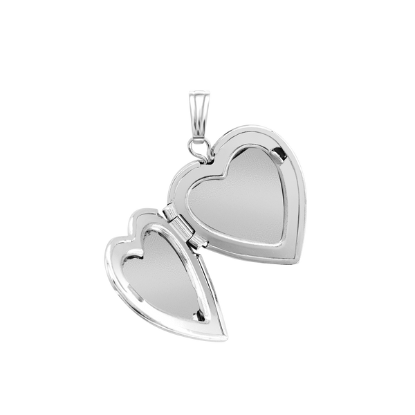 Hand Engraved Design Heart Locket in Sterling Silver with Optional Engraving (20 mm)