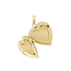 ITI NYC Plain Heart Locket in Sterling Silver 18K Yellow Gold Finish with Optional Engraving (22 x 15 mm - 34 x 26 mm)